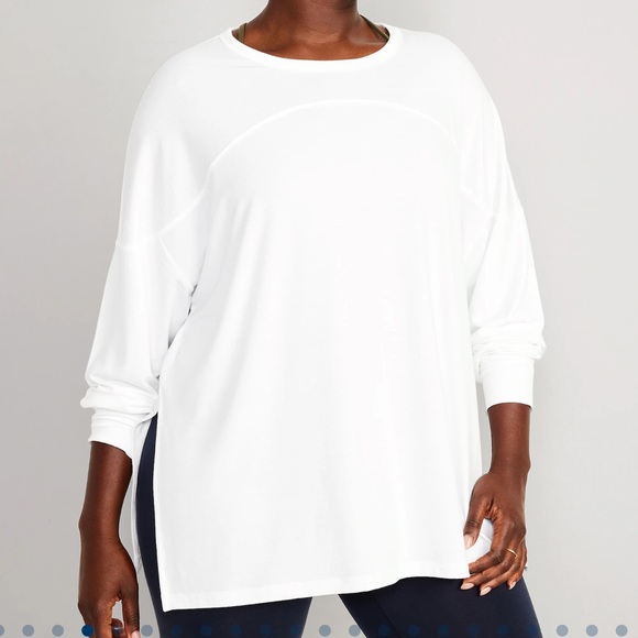 NWT OLD NAVY Oversized Boyfriend Tunic Sweatshirt Color: White Lilies - Picture 5 of 10
